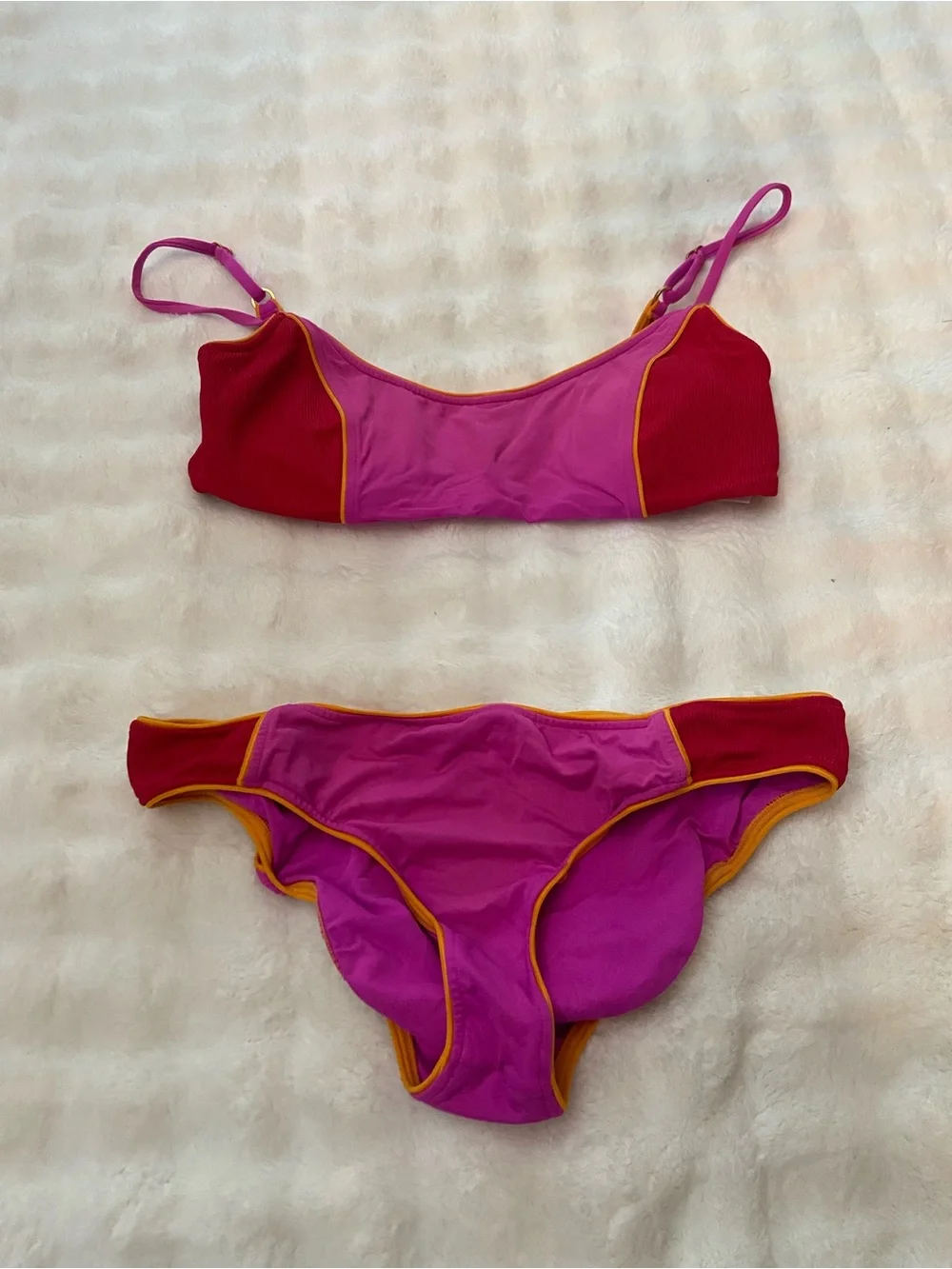 L*Space Colorblock Bikini Set Pink Red Large 39443